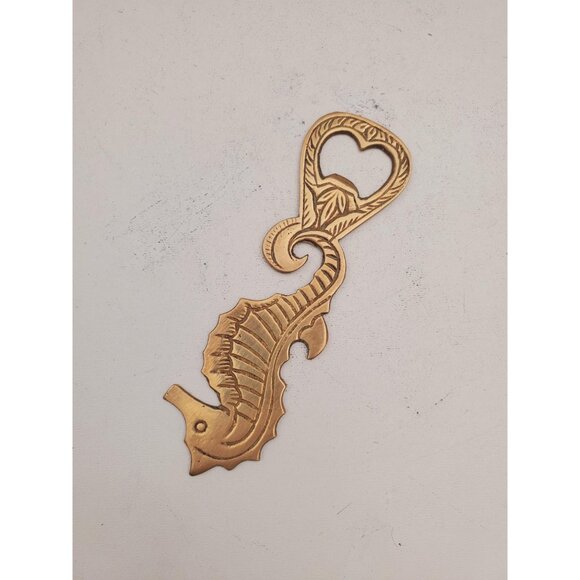 Seahorse bottle opener cap opener brass bottle opener metal figure mid century - Picture 4 of 10